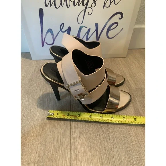 ( 104 ) Zara trafaluc heels womens size 37 pink gold and black - Picture 2 of 7